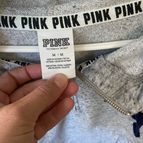 Victoria’s Secret PINK, size M, grey with navy half zip sweatshirt - Picture 2 of 2